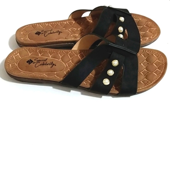SECRET CELEBRITY BLACK AND PEARL SANDALS SIZE 10 NWT - Picture 4 of 10